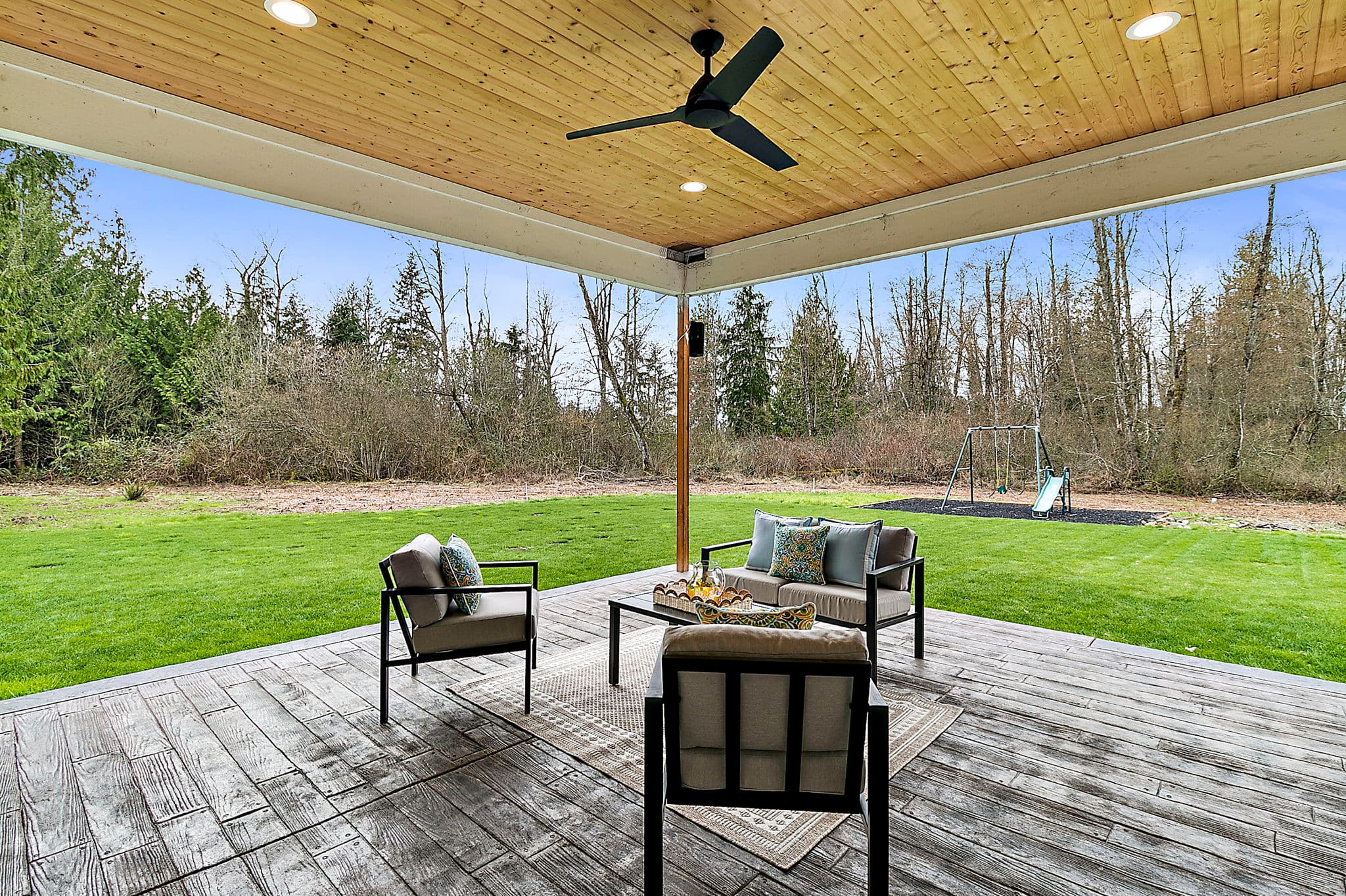 Stamped concrete covered patio