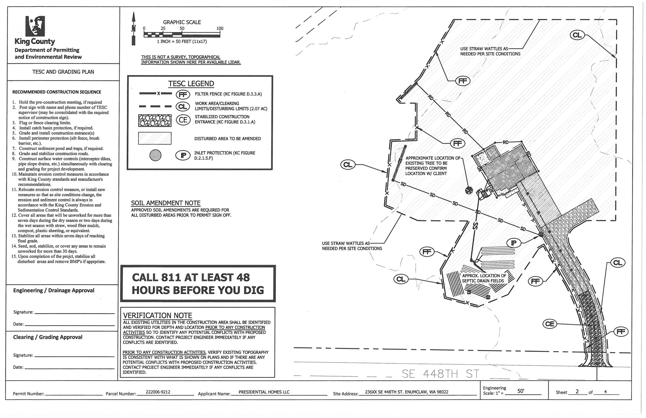 Site clearing plan showing the homesite area not included in PBRS